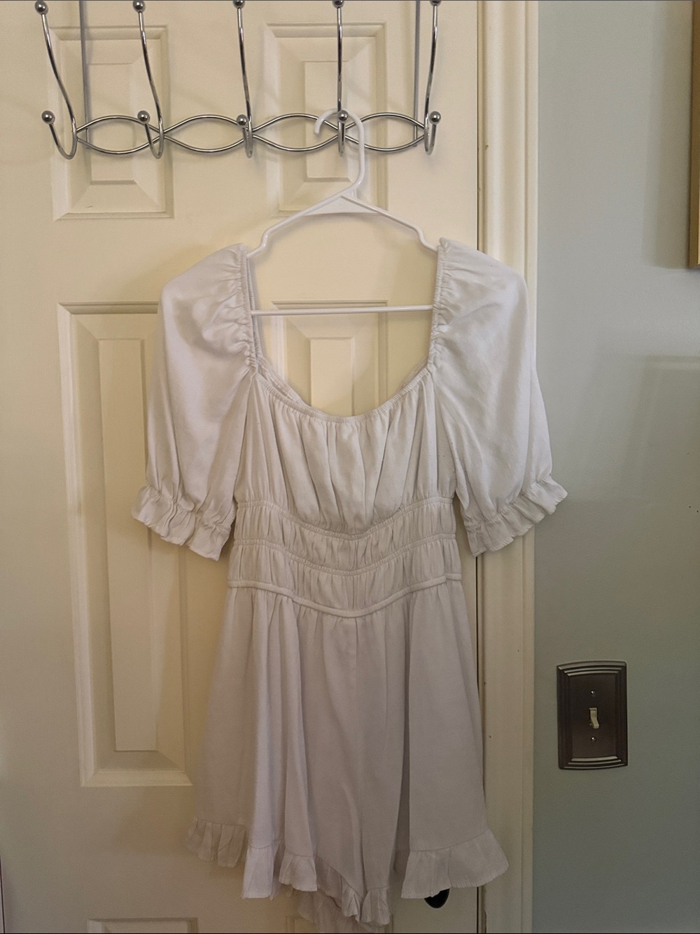 Francesca's Collections White Peasant Short Dress